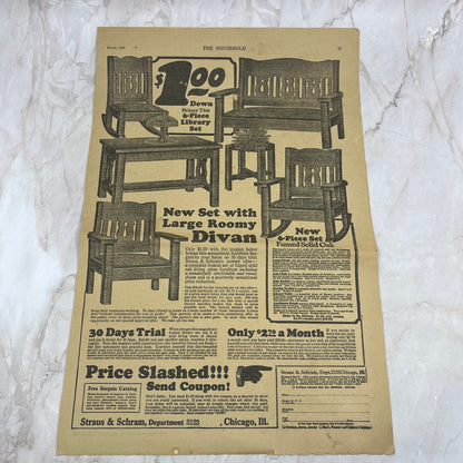 1923 Straus & Schram Fumed Oak Furniture Set 10x13 Magazine Advertisement FL6-7