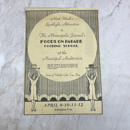 Foods on Parade Cooking School Municipal Auditorium 8x10 1935 Mpls MN Ad FL6-8