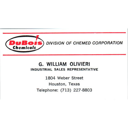 G. William Olivieri DuBois Chemicals Houston Vintage Business Card SE3-B10