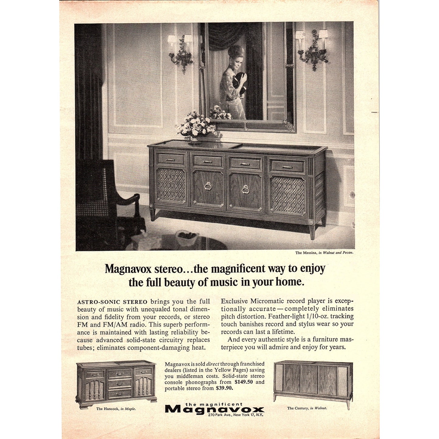 Magnavox Astro-Sonic Stereo - Messina, Hancock, Century 1967 Ad AG1-16