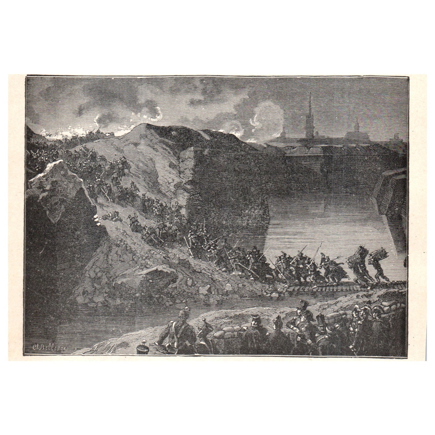 Siege of Antwerp 1911 Engraving Print AF5-9