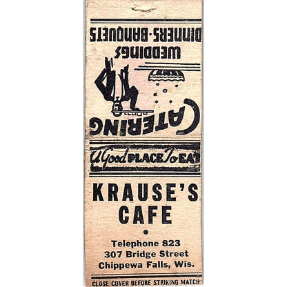 Krause's Cafe Chippewa Falls WI Vintage Matchbook Cover SC7-Y6