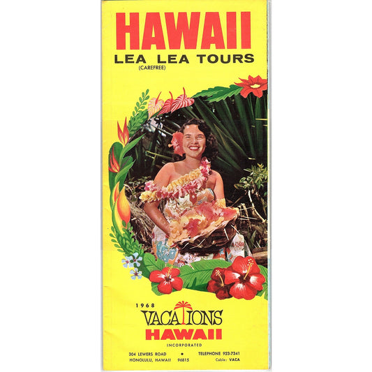 1968 Hawaii Lea Lea Carefree Tours Vacations Inc Travel Brochure TH2-TB2