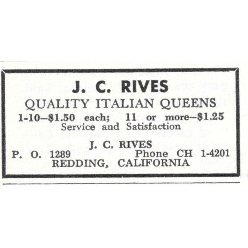 Italian Queens J.C. Rives Redding California 1961 Magazine Ad AB6-S13