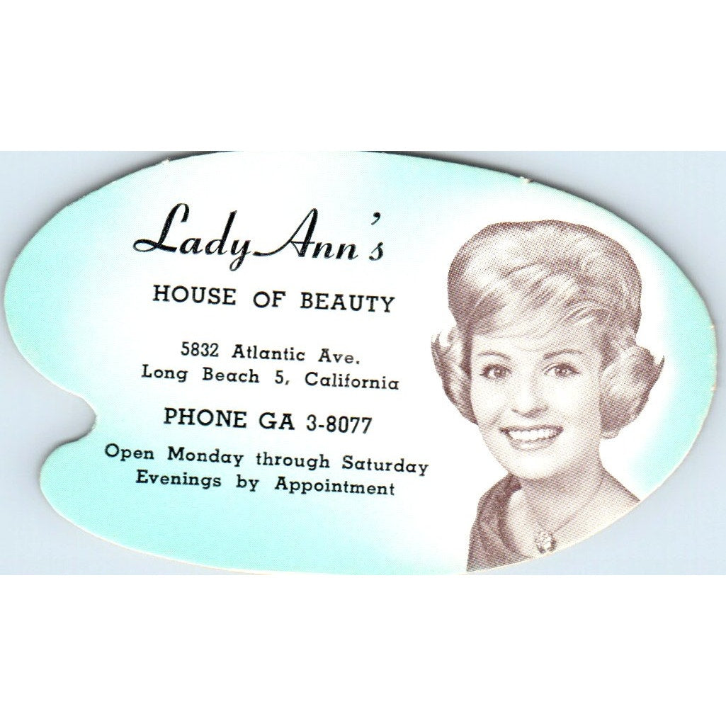 Lady Ann's House of Beauty Long Beach CA Vintage Business Card SD8-B12