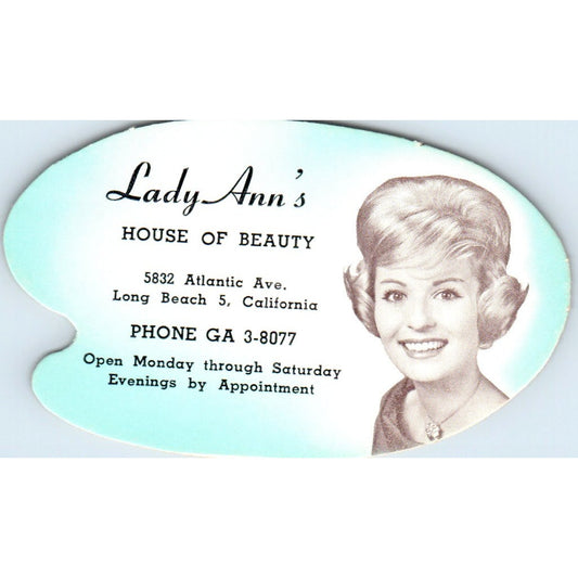 Lady Ann's House of Beauty Long Beach CA Vintage Business Card SD8-B12