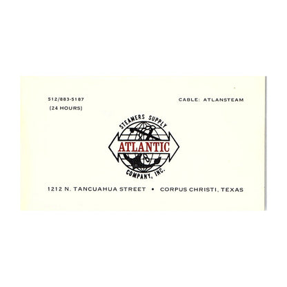Atlantic Steamers Supply Co Corpus Christi Pavlos Pantos Business Card TH2-B2