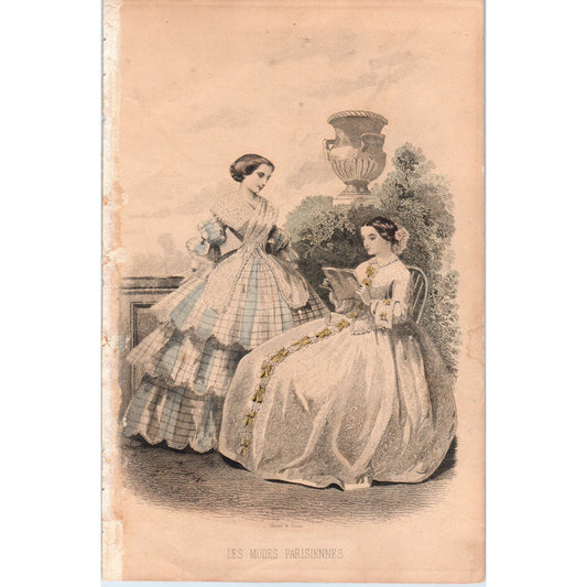 1860s Tinted Engraved Fashion Plate les Modes Parisiennes Illman & Sons 6x9 AF1