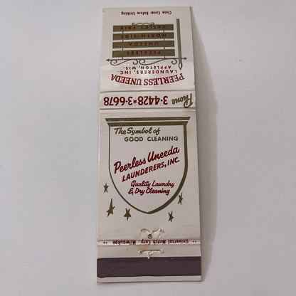 Peerless Uneeda Launderers Inc Appleton WI Vintage Matchbook Cover TB6-MB2-1