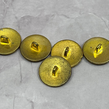 Vintage Gold Tone Embossed X Plaid Metal Button Set of 5 SC1