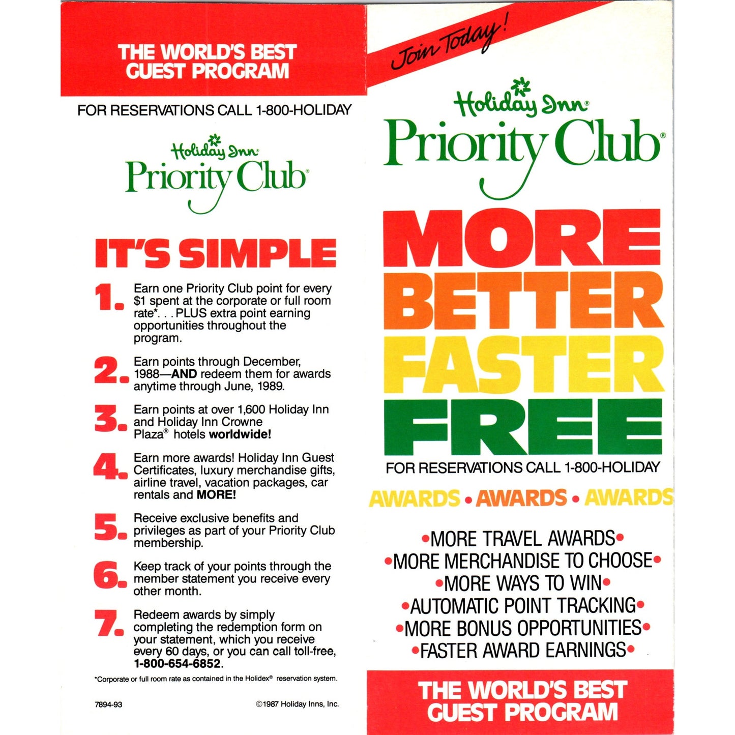 1980s Holiday Inn Priority Club Travel Brochure TF4-BC