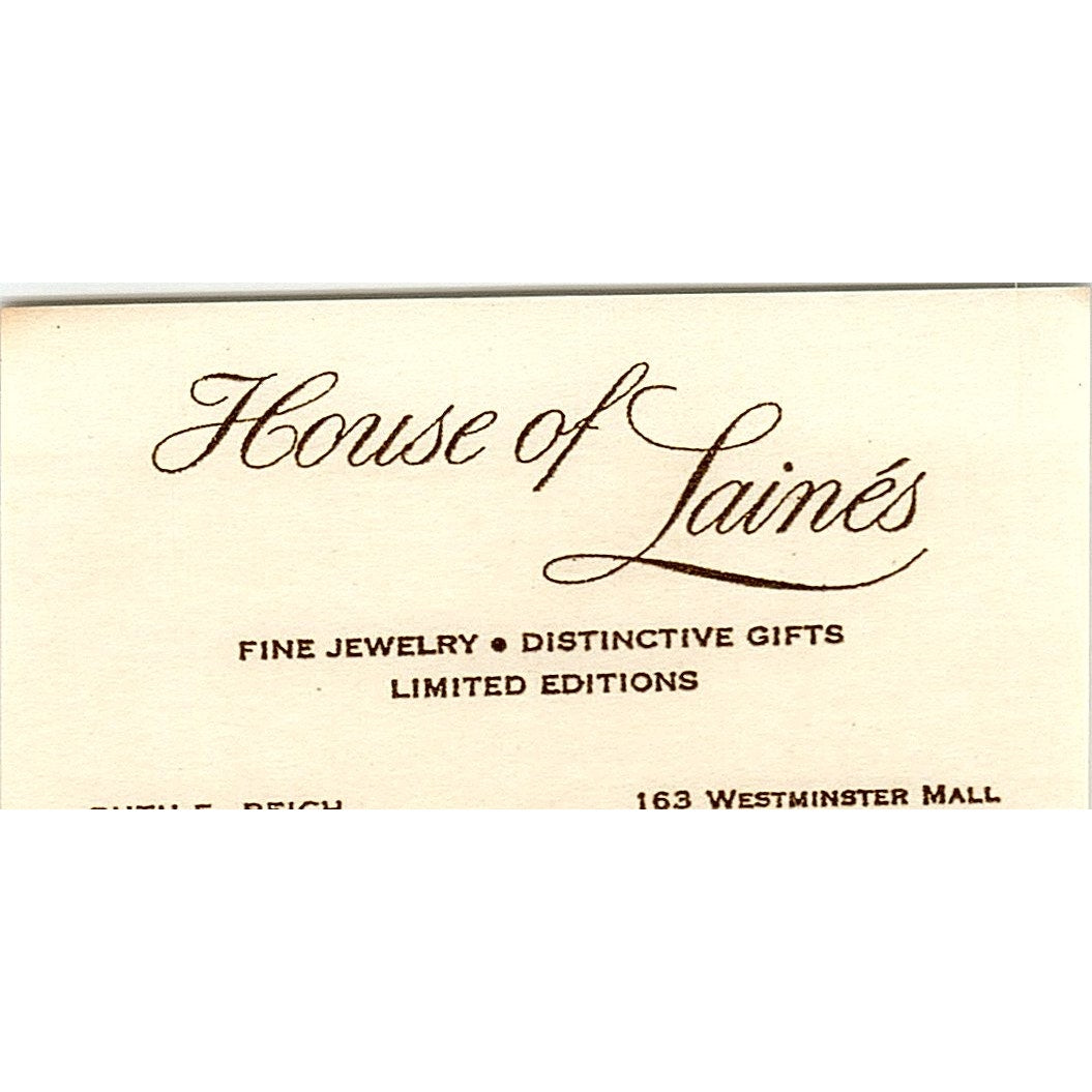 House of Laines Fine Jewelry Westminster  CA Vintage Business Card SB4-B2