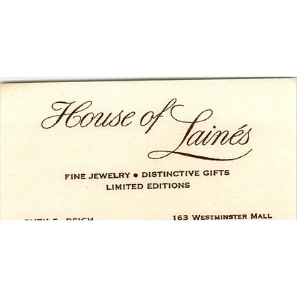 House of Laines Fine Jewelry Westminster  CA Vintage Business Card SB4-B2