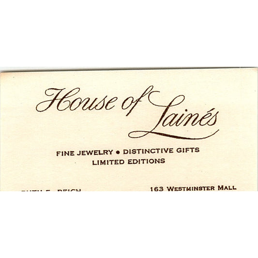 House of Laines Fine Jewelry Westminster  CA Vintage Business Card SB4-B2