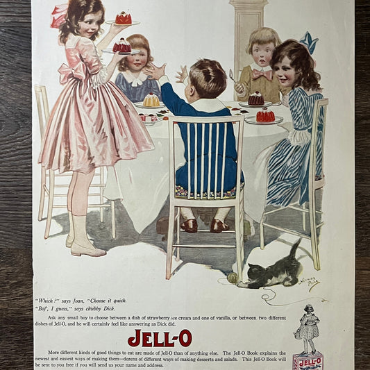 1919 Jell-o Jello Norman Price Children Kitten Yarn Magazine Ad 10x16 V10