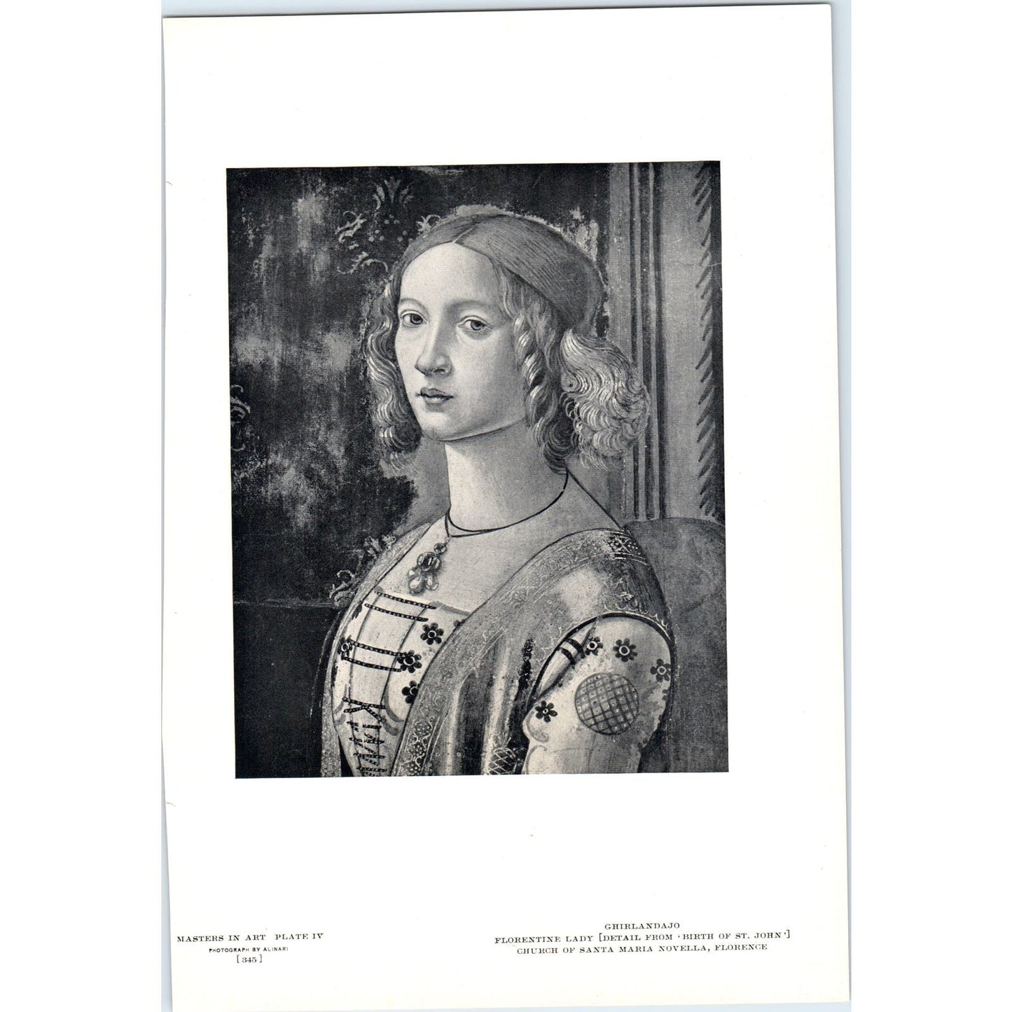 Florentine Lady Detail From Birth of St. John - Ghirlandaio c1905 Art Print D16
