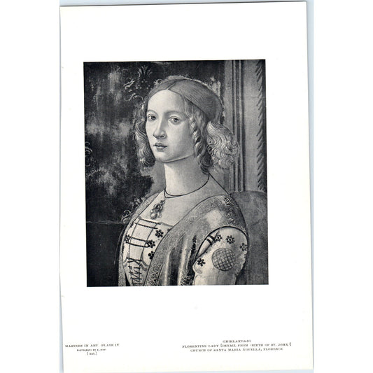 Florentine Lady Detail From Birth of St. John - Ghirlandaio c1905 Art Print D16