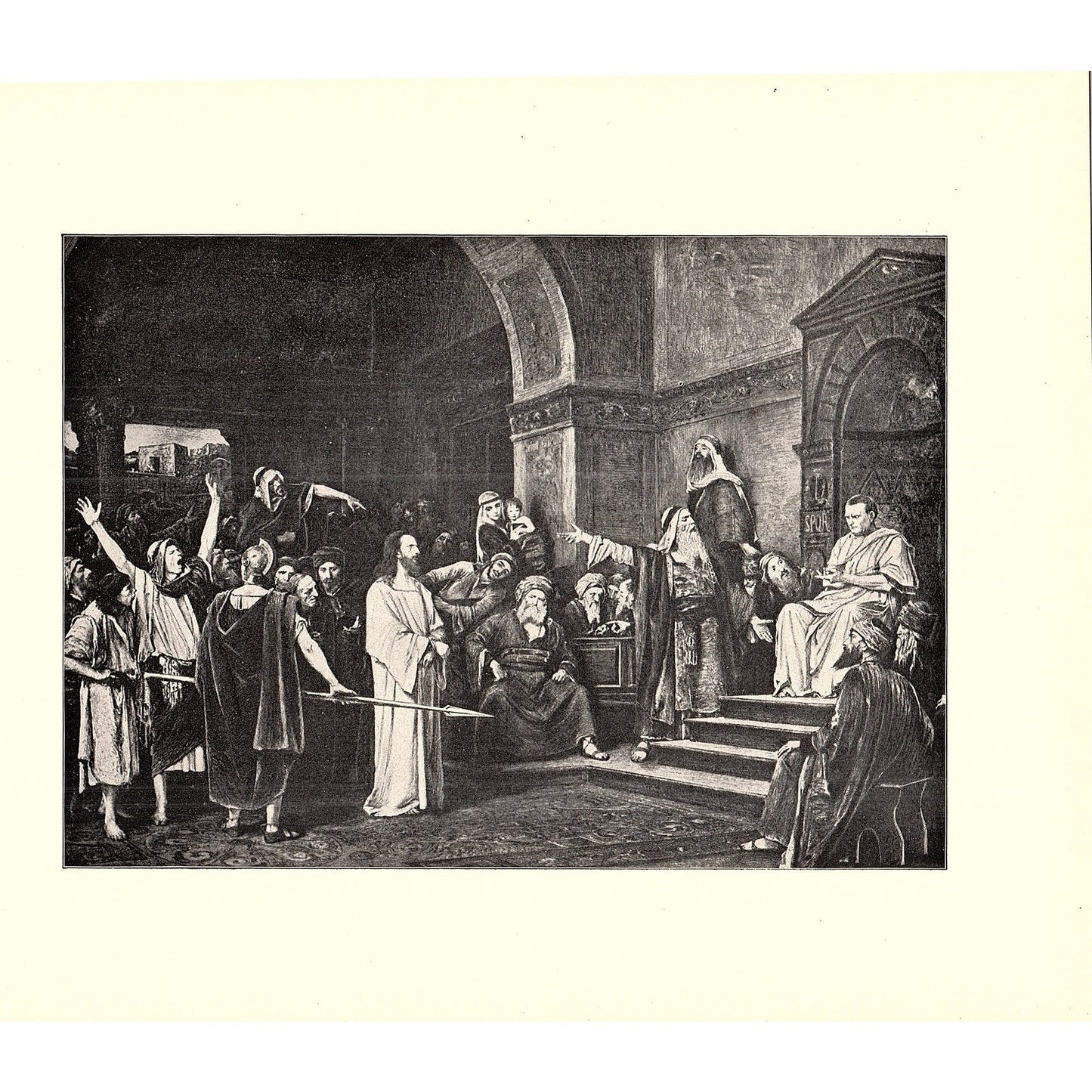 Christ Before Pilate - M. Munkacsy - 1898 Litho Art Print D19