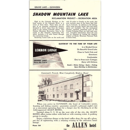 Grand Lake Colorado Attractions 1958 Ad AG1-8