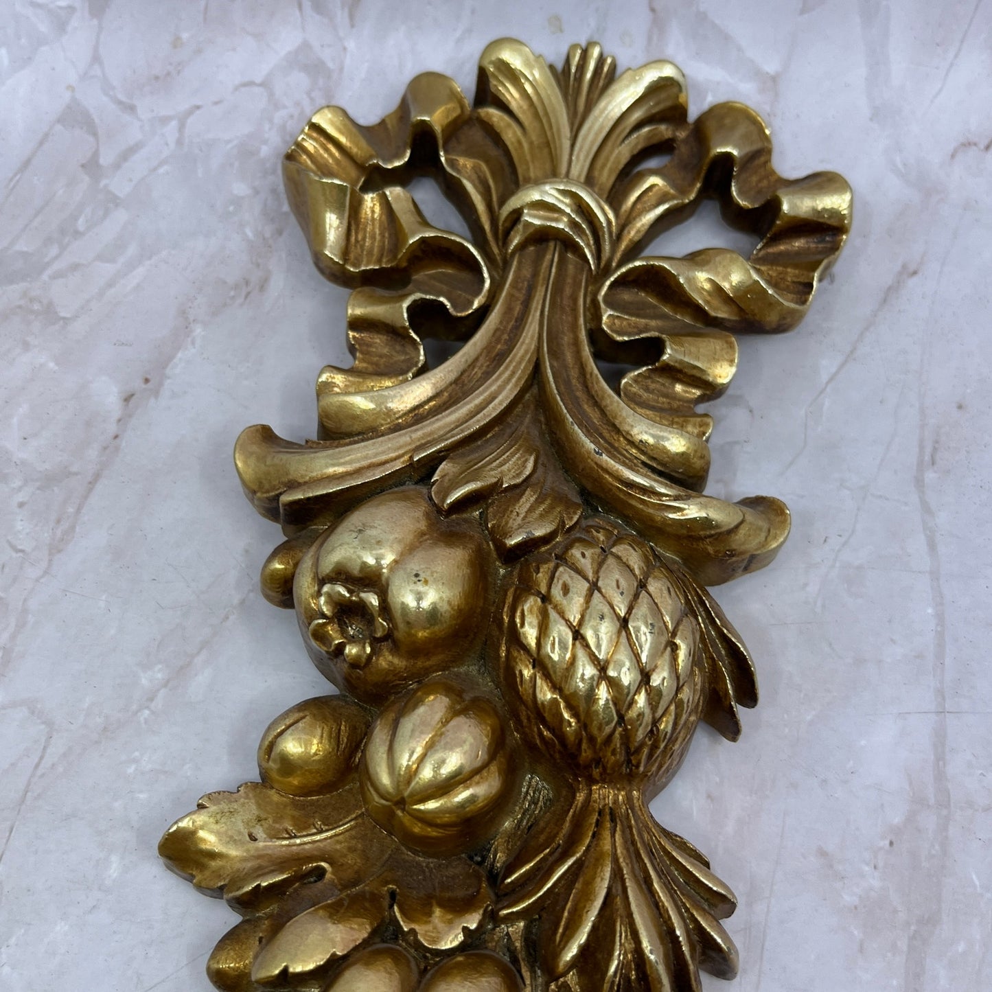 1966 Homco Syroco Vintage Fruit Wall Plaque Brass Tone TF4