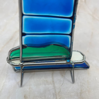 Vintage Stained Glass Lighthouse Free Standing 6.5” TD5