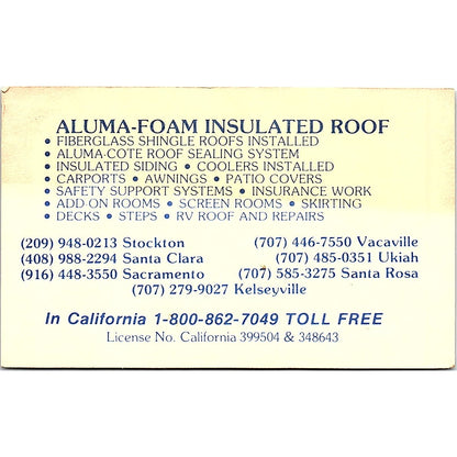 Sierra Pacific Mobile Home Services Bud Reynolds Vacaville Business Card TH2-B1