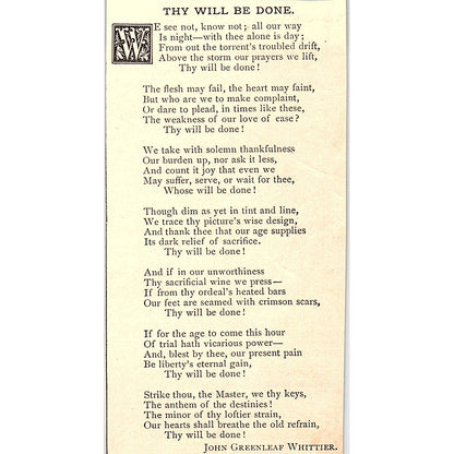 Thy Will Be Done - John Greenleaf Whittier 1884 Poem AG3-M4