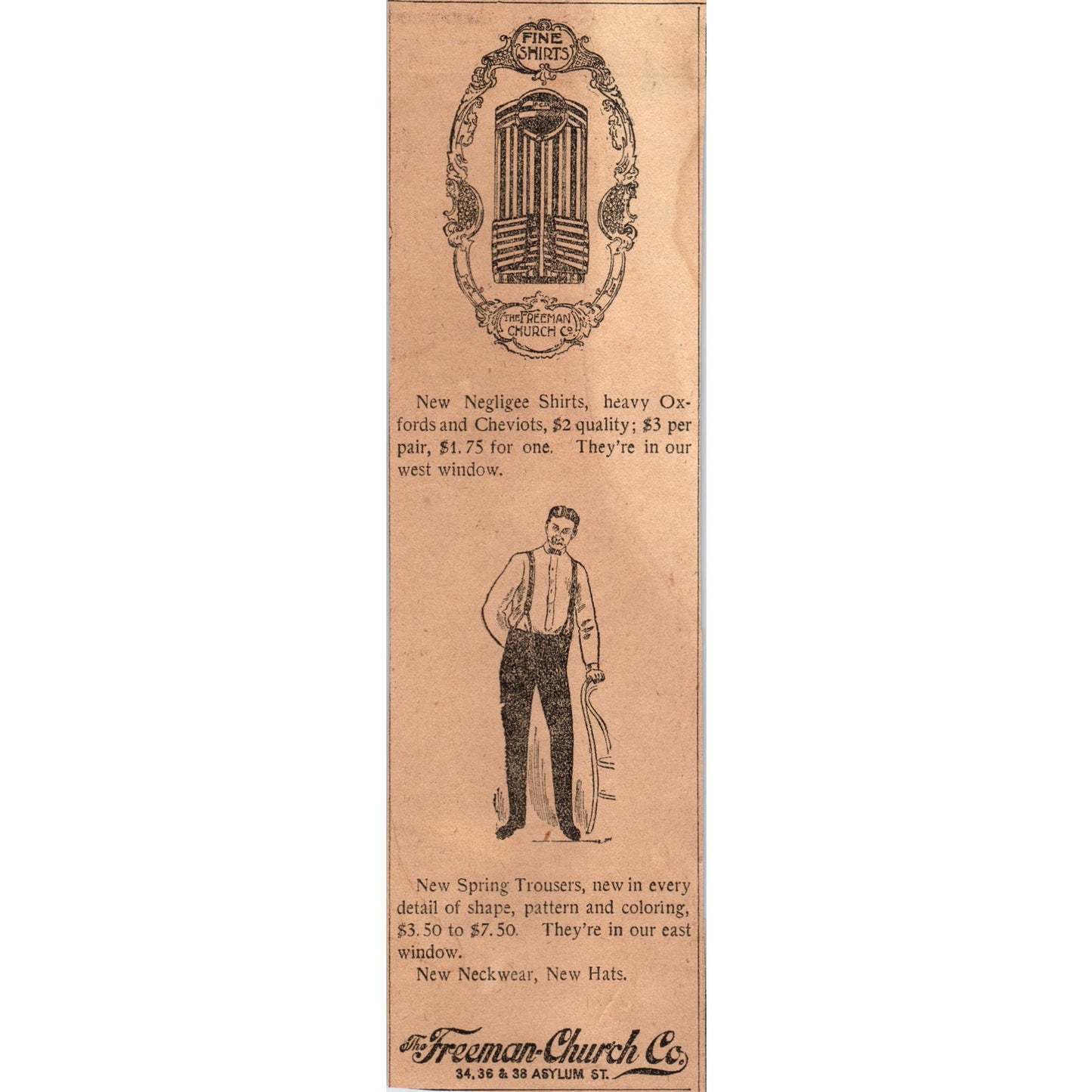 The Freeman-Church Co Clothiers Hartford 1901 Newspaper Ad AD8-H3