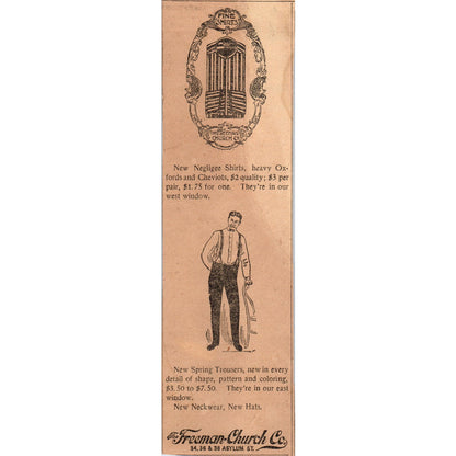 The Freeman-Church Co Clothiers Hartford 1901 Newspaper Ad AD8-H3