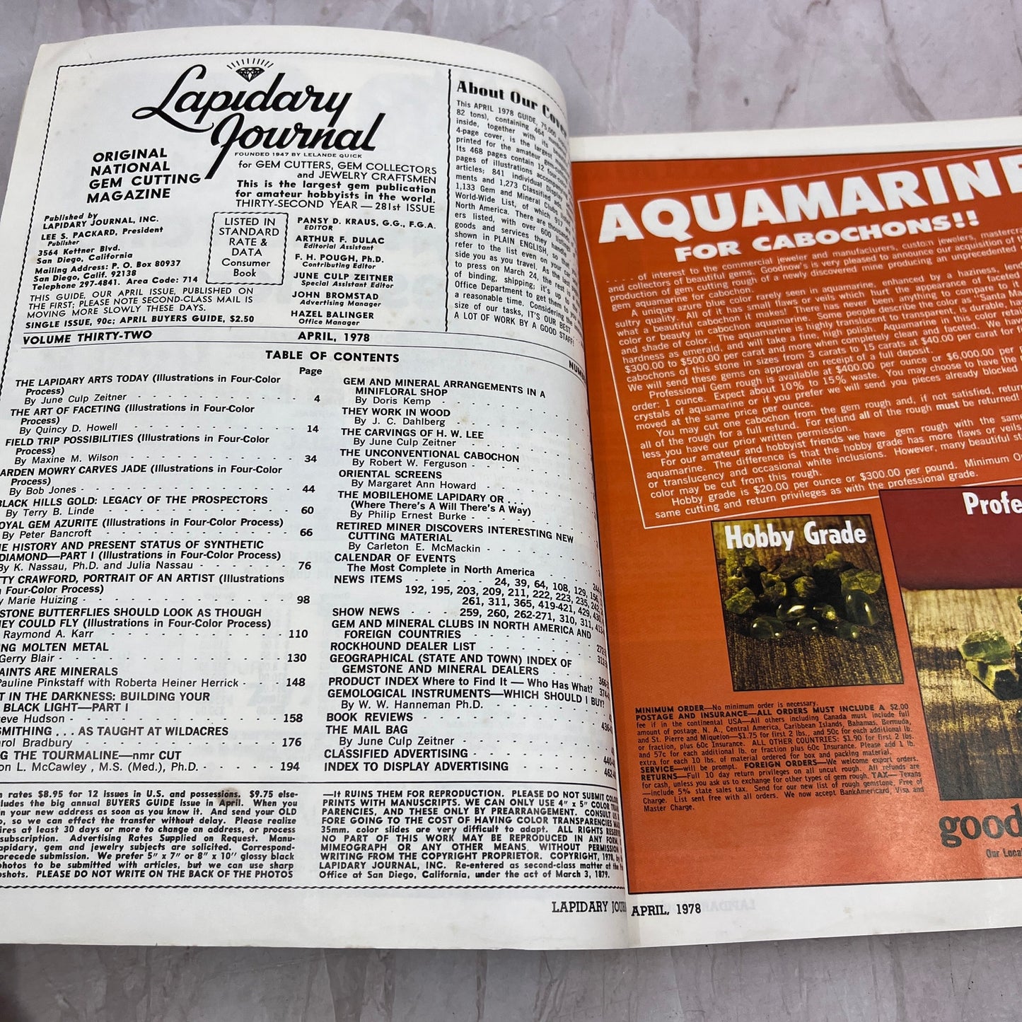 32nd Year Rockhound Buyers Guide - Lapidary Journal Magazine - Apr 1978 M23