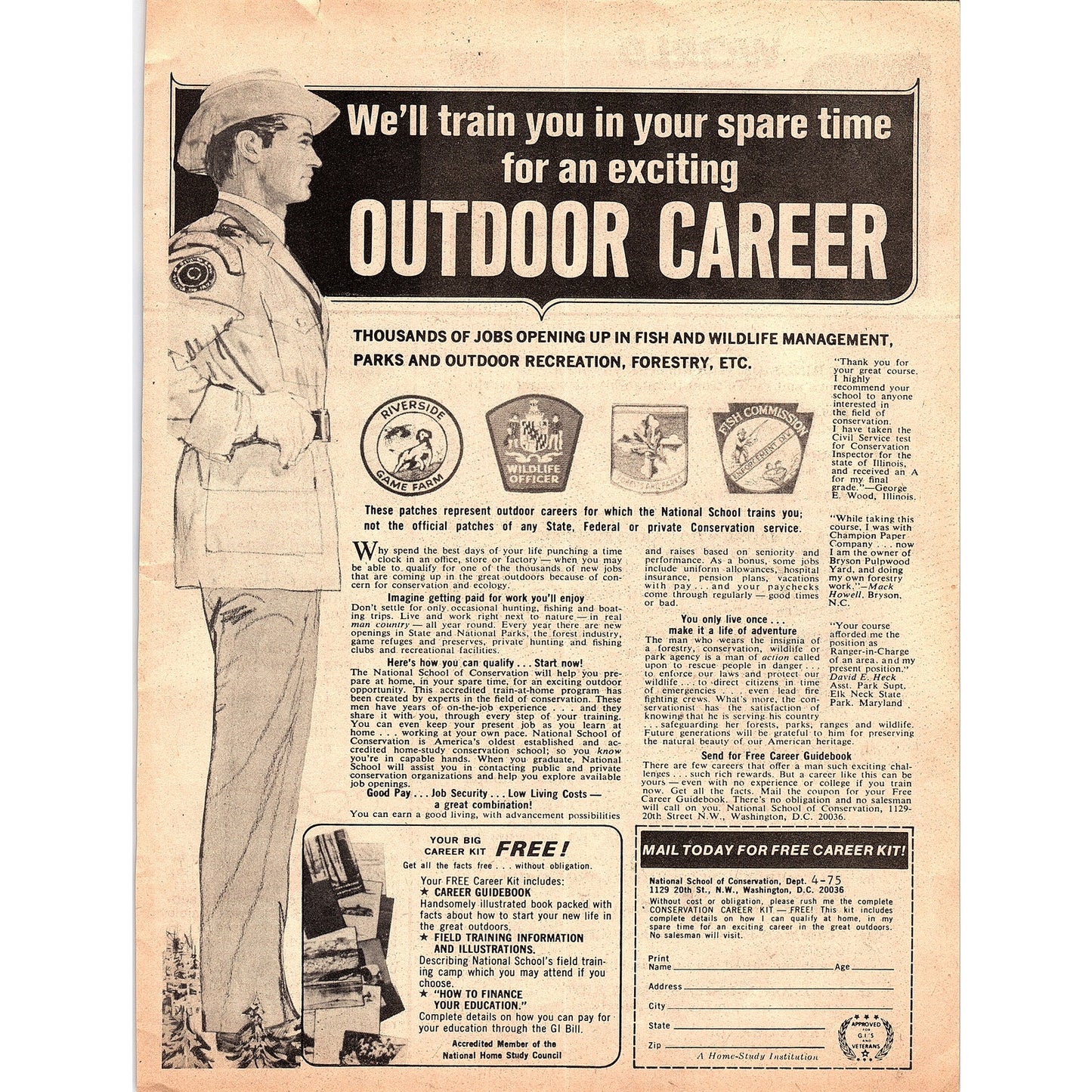 Outdoor Careers Park & Recreation National School of Conservation 1974 Ad AG1-10