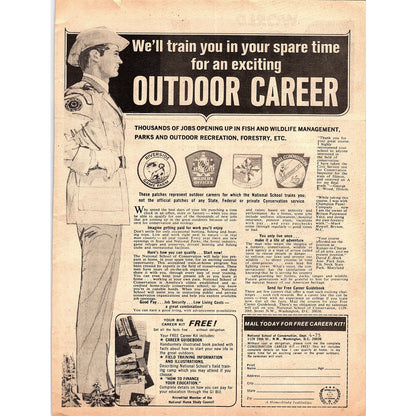 Outdoor Careers Park & Recreation National School of Conservation 1974 Ad AG1-10