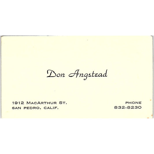 Don Angstead  San Pedro Vintage Business Card SB4-B9