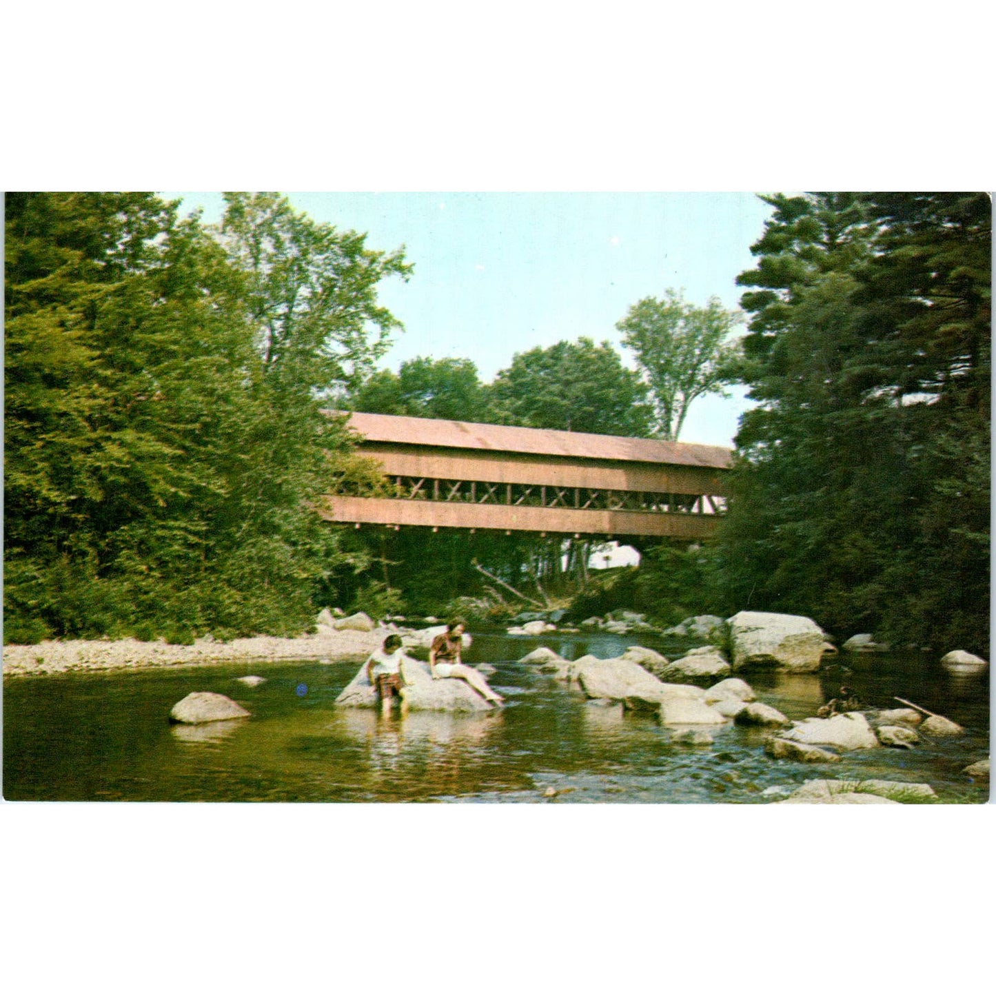 Covered Bridge Over Swift River Conway NH Vintage Covered Bridge Postcard PC11