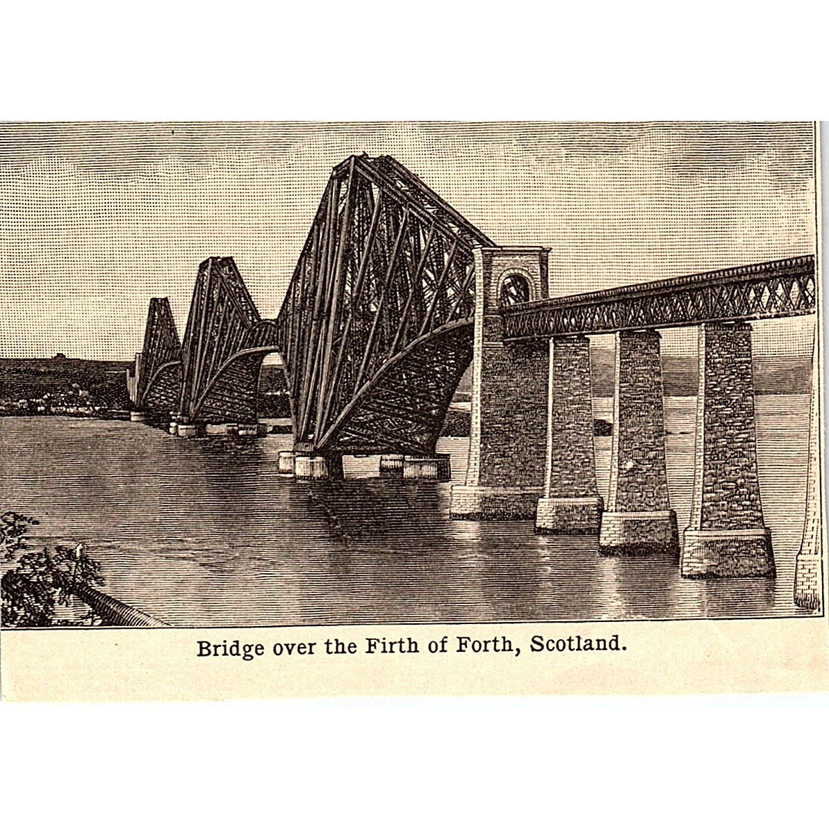 Bridge Over the Firth of Forth Scotland 3x4" 1901 Engraving AF6-M14