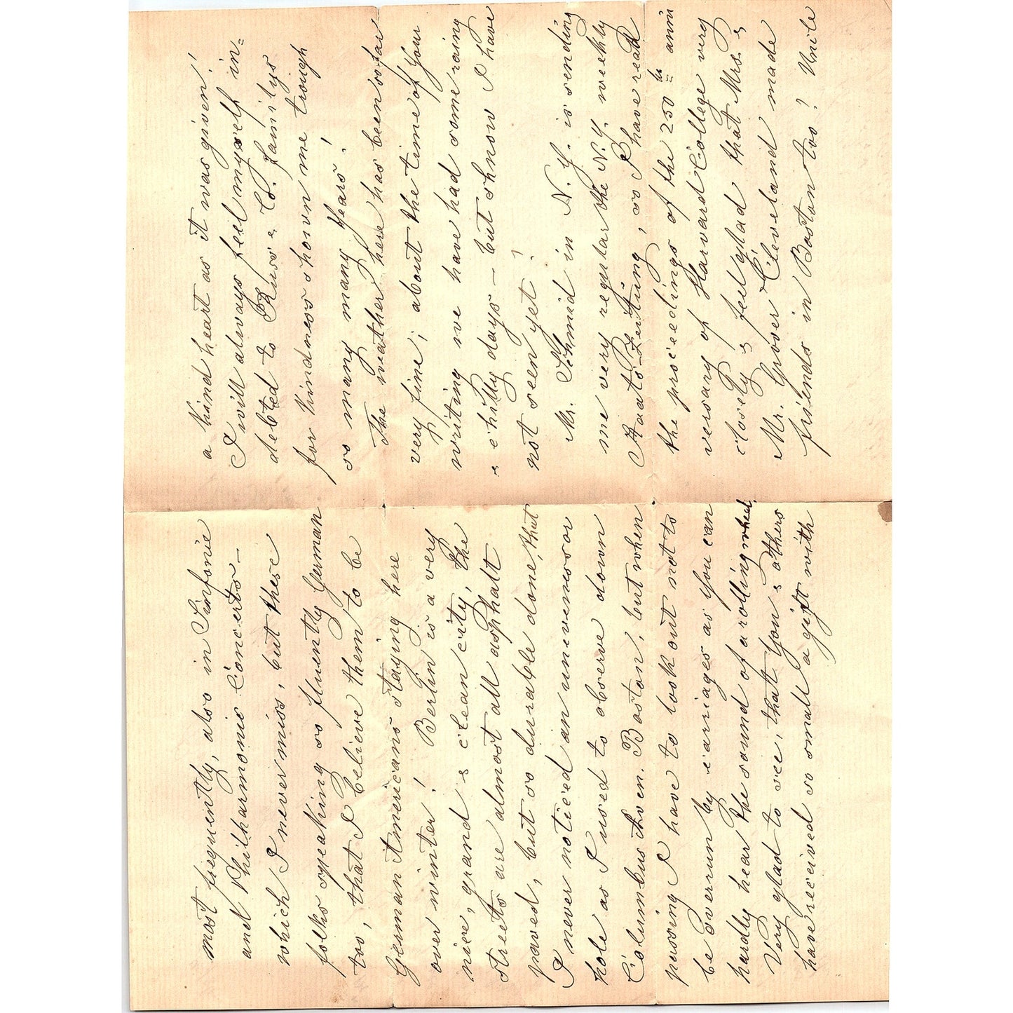 1886 Handwritten Letter From Berlin Germany to Emma Russ Boston AF3-17