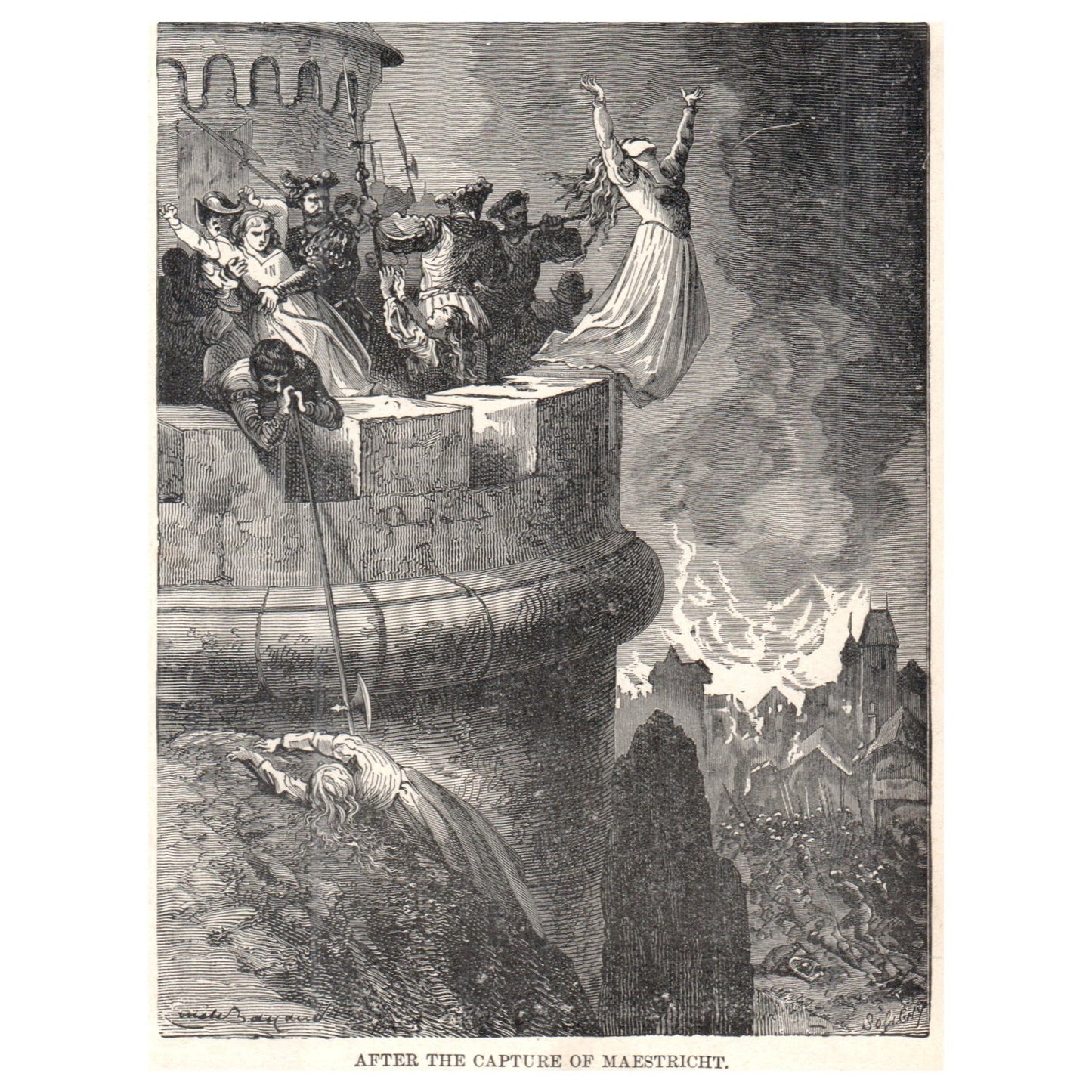 After the Capture of Maestricht 1911 Engraving Print AF5-9