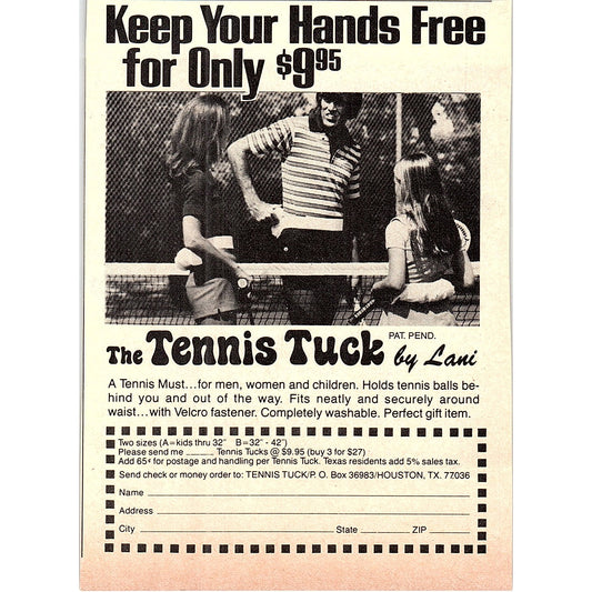 The Tennis Tuck by Lani Houston TX 1977 Ad AF3-M1
