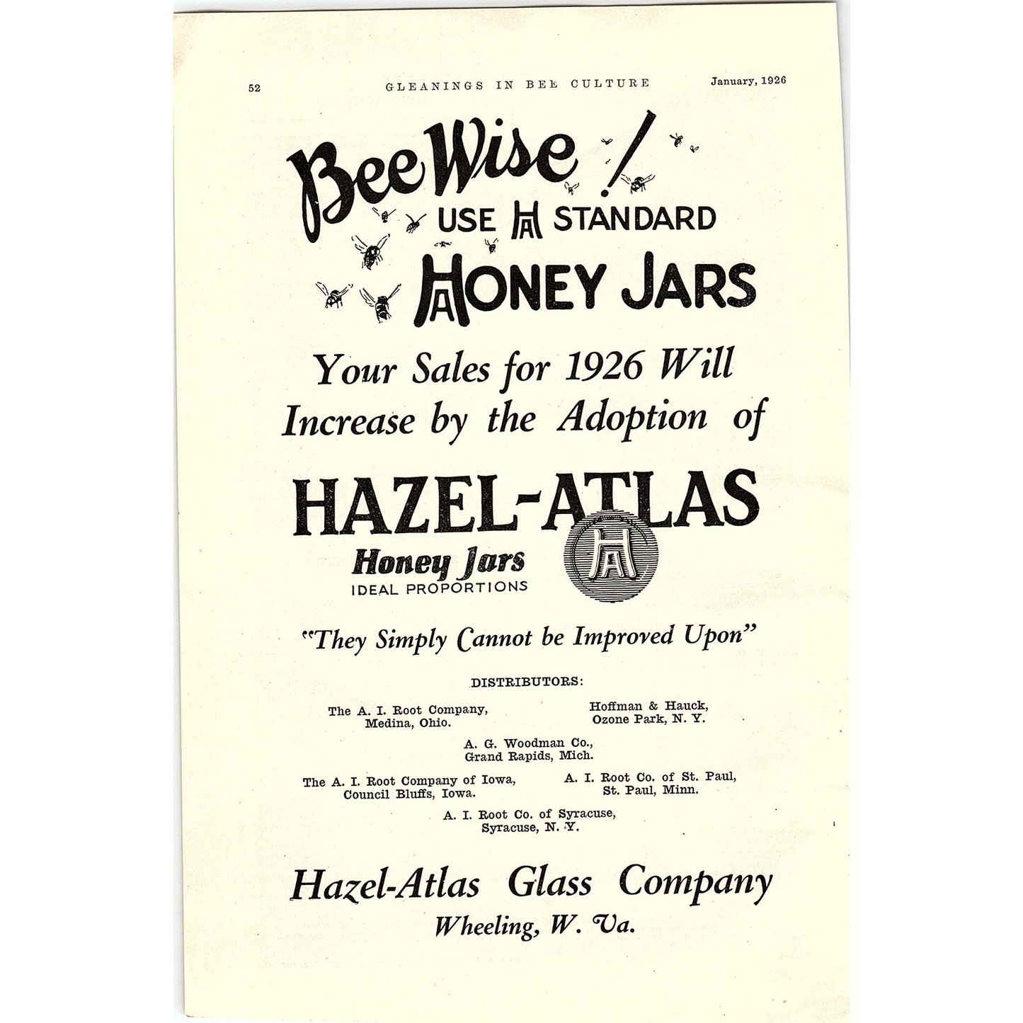Hazel-Atlas Honey Jars Hazel-Atlas Glass Company Wheeling WV 1926 Ad AG3-9