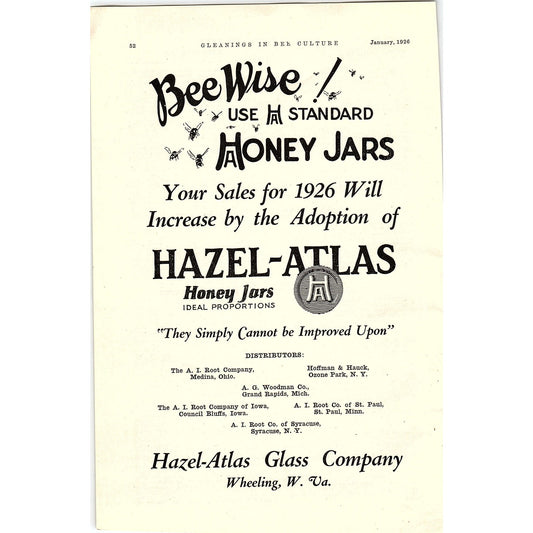 Hazel-Atlas Honey Jars Hazel-Atlas Glass Company Wheeling WV 1926 Ad AG3-9