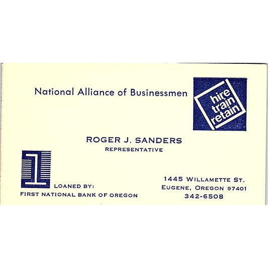 National Alliance Of Businessmen Roger J. Sanders Eugene Oregon Card SF3-B7