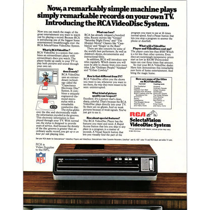RCA SelectaVision VideoDisc System 8x11" 1981 Ad D26