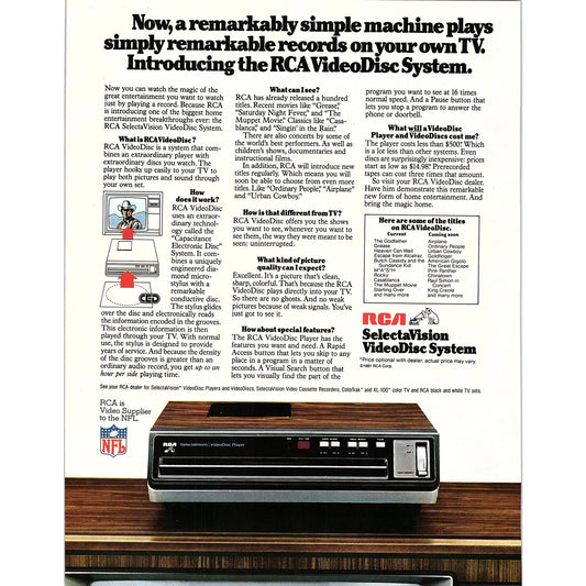 RCA SelectaVision VideoDisc System 8x11" 1981 Ad D26
