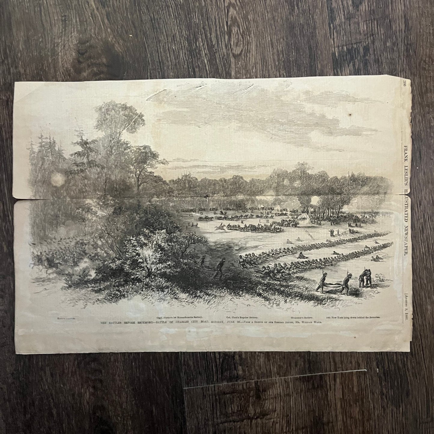 Battle of Charles City Road Pre Richmond Original 1863 Civil War Engraving C93