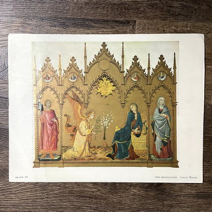The Annunciation Simone Martini Lithograph Vintage Art Print 9x12 V11