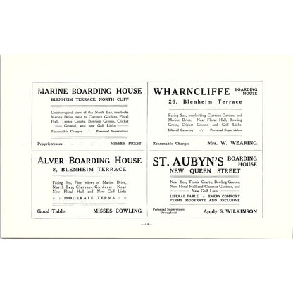 St. Alma South Cliff Scarborough c1910 Ad AF3-9