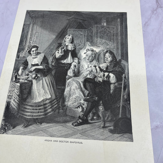 Arga and Doctor Diafoirus Antique 8.5x11.5" Engraving Art Print V20