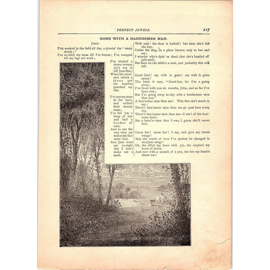Gone With a Handsomer Man - Will M. Carleton 1884 Poem TA5-CJ-2