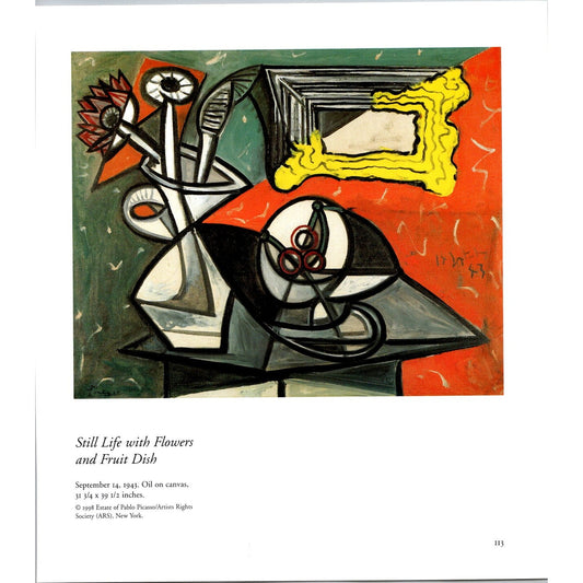 Still Life With Flower and Fruit Dish by Pablo Picasso Book Plate Art Print J4
