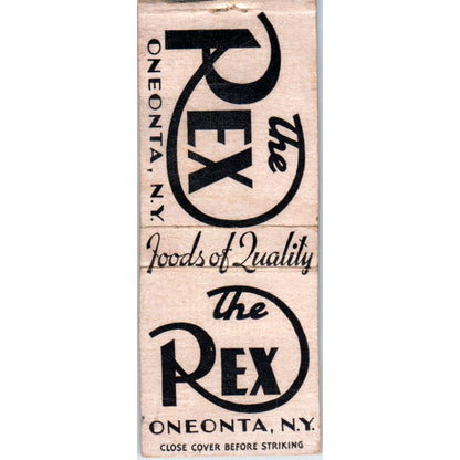 The Rex Foods of Quality Oneonta NY Vintage Matchbook Cover SF4-Y4